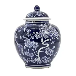 Discount Dark Floral Chinoiserie Jar, 10 in. Decorative Bowls & Jars