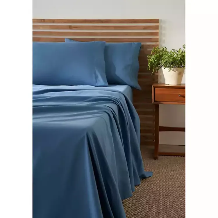 Kirklands Home Bed Sheets|Dark Microfiber 4-pc. King Sheet Set Blue