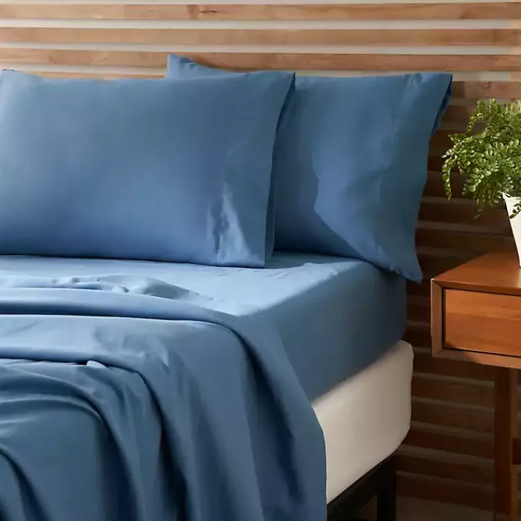 Kirklands Home Bed Sheets|Dark Microfiber 4-pc. King Sheet Set Blue