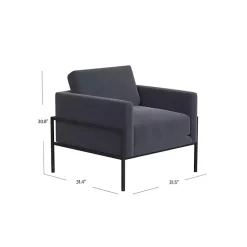 Kirklands Home Accent Chairs|Dark Velvet Black Metal Accent Chair Blue