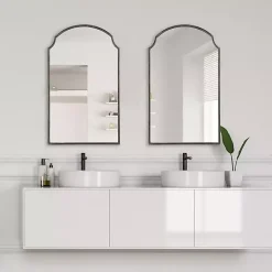 Kirklands Home Decorative Mirrors|Dark Bronze Arched Scallop Edge Wall Mirror Gray