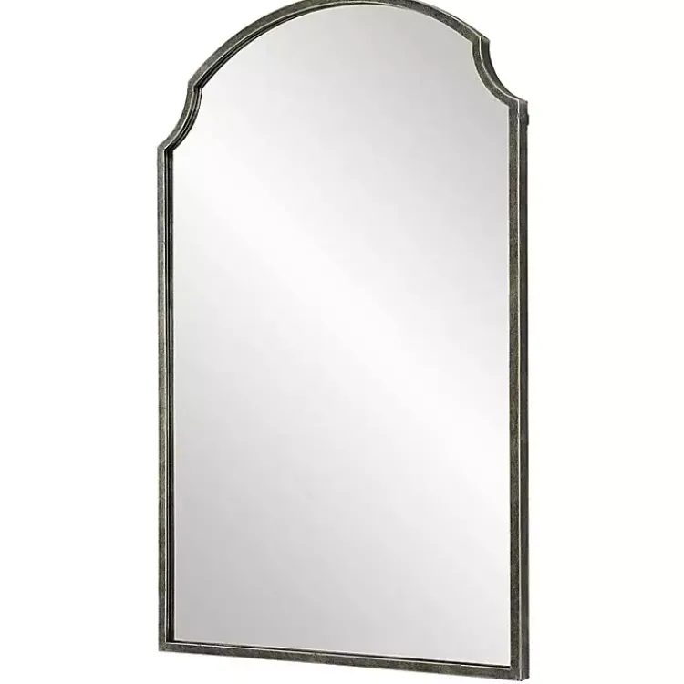 Kirklands Home Decorative Mirrors|Dark Bronze Arched Scallop Edge Wall Mirror Gray