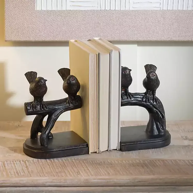 Discount Dark Bronze Perched Birds Bookends, Set of 2 Decorative Accents