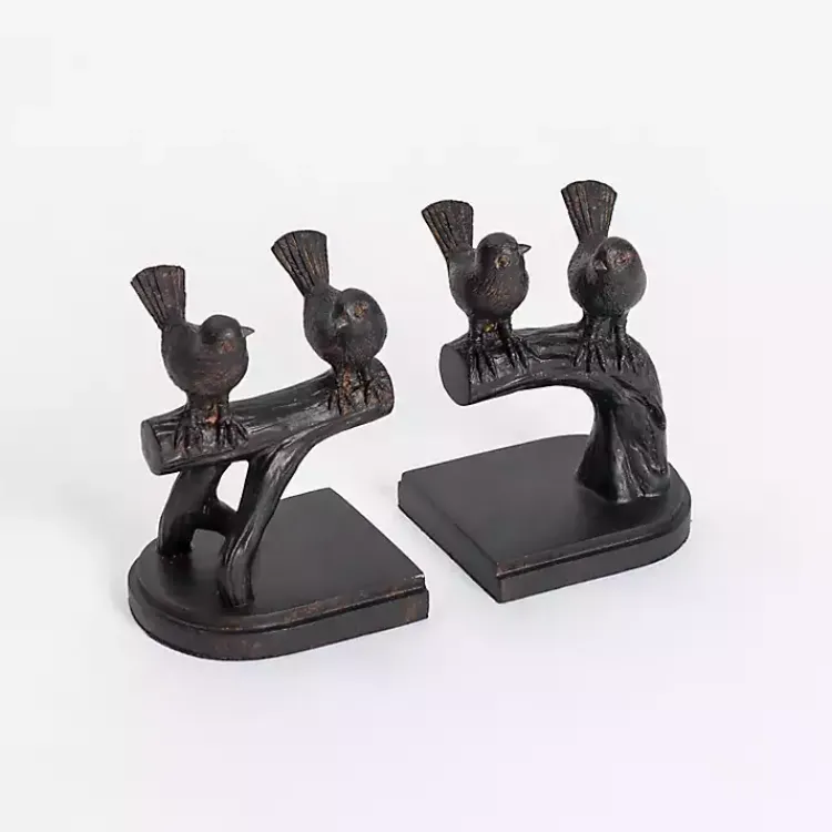 Discount Dark Bronze Perched Birds Bookends, Set of 2 Decorative Accents
