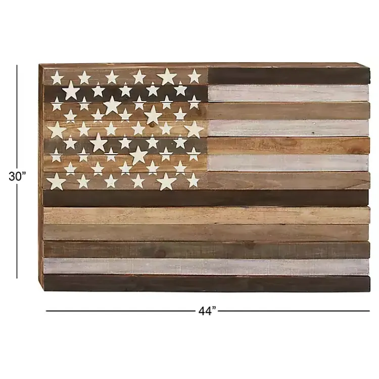 Kirklands Home Wall Plaques|Dark American Flag Wooden Wall Sculpture Brown