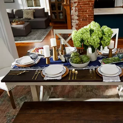 Kirklands Home Dining Tables|Dark Brown and Ivory Jackson Dining Table