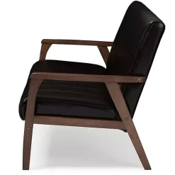 Kirklands Home Sofas & Loveseats|Dark Faux Leather Channel Sofa, 63 in. Brown