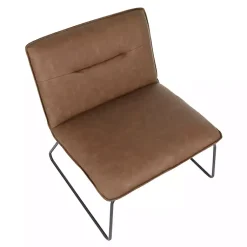 Kirklands Home Accent Chairs|Dark Faux Leather Sleigh Accent Chair Brown