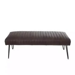 Kirklands Home Benches & Ottomans|Dark Leather Tufted Panel Bench Brown