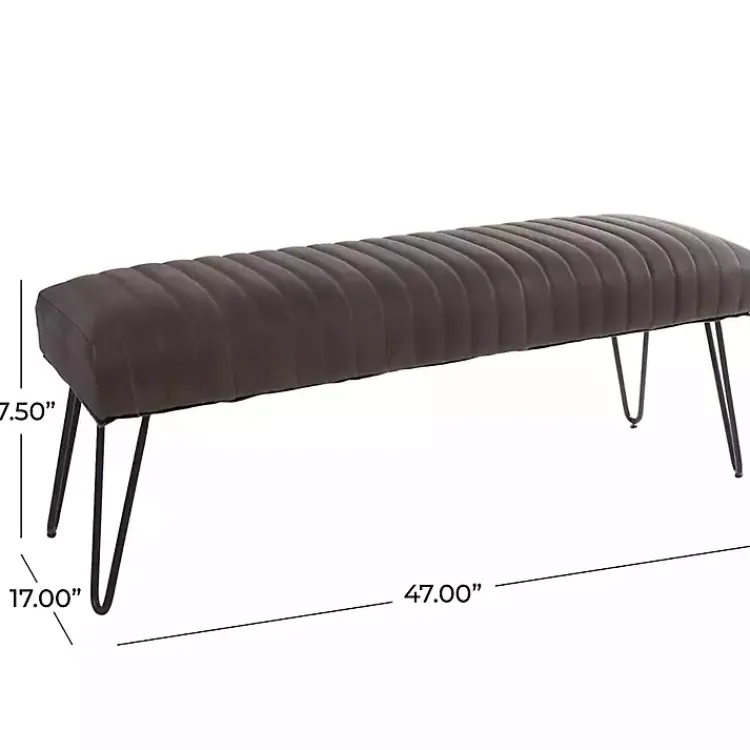 Kirklands Home Benches & Ottomans|Dark Leather Tufted Panel Bench Brown
