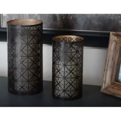 Hot Dark Pierced Metal Candle Holders, Set of 3 Candle Holders