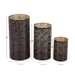 Hot Dark Pierced Metal Candle Holders, Set of 3 Candle Holders
