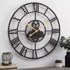 Kirklands Home Clocks|Dark Brown Rutherford Gears Wall Clock