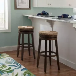 Kirklands Home Bar Stools & Counter Height Stools|Dark Seagrass Swivel Bar Stool Brown