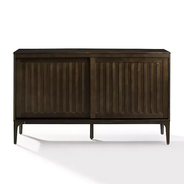 Kirklands Home Cabinets & Sideboards|Dark Slatted Sliding Door Sideboard Brown