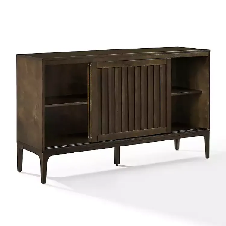 Kirklands Home Cabinets & Sideboards|Dark Slatted Sliding Door Sideboard Brown