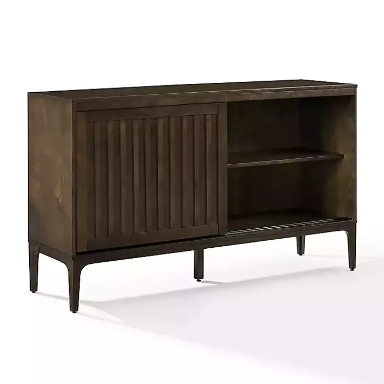 Kirklands Home Cabinets & Sideboards|Dark Slatted Sliding Door Sideboard Brown