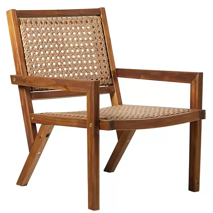 Kirklands Home Outdoor Seating|Dark Brown Wood and Rattan Outdoor Chair