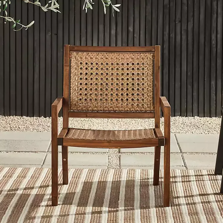 Kirklands Home Outdoor Seating|Dark Brown Wood and Rattan Outdoor Chair