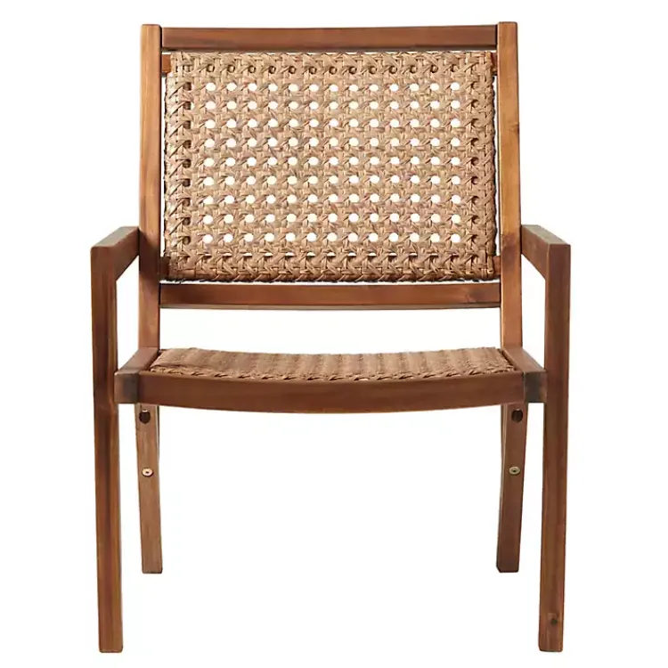 Kirklands Home Outdoor Seating|Dark Brown Wood and Rattan Outdoor Chair