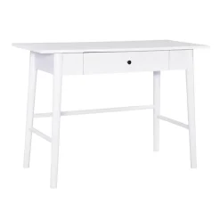 Kirklands Home Office Furniture|Dark Wood 1-Drawer Midcentury Modern Desk Brown