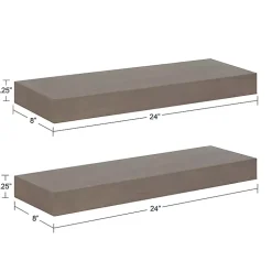 Kirklands Home Shelves|Dark Brown Wood Floating Shelves, Set of 2
