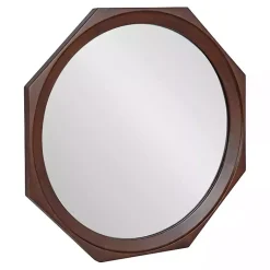 Kirklands Home Decorative Mirrors|Dark Wood Octagon Cyrus Wall Mirror Brown