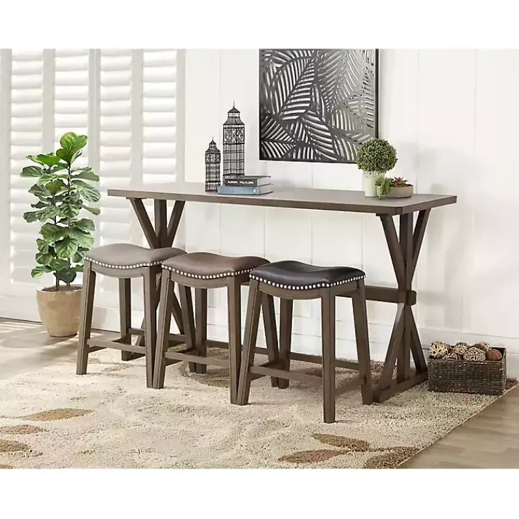 Kirklands Home Dining Tables|Dark Wooden Trestle Counter Table, 72 in. Brown
