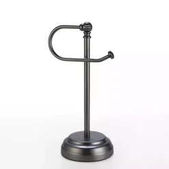 Kirklands Home Bathroom Accessories|Dark Chrome Hook Countertop Towel Holder Gray