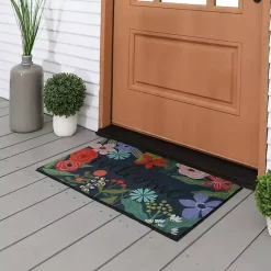 Kirklands Home Doormats|Dark Floral Welcome Rubber Doormat Multi