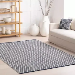 Kirklands Home Area Rugs|Dark Gray and Ivory Dainty Diamond Area Rug, 8x10
