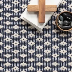 Kirklands Home Area Rugs|Dark Gray and Ivory Dainty Diamond Area Rug, 8x10