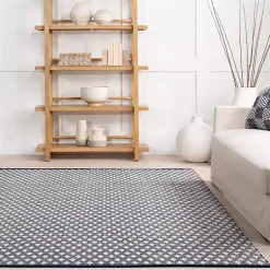 Kirklands Home Area Rugs|Dark Gray and Ivory Dainty Diamond Area Rug, 6x9