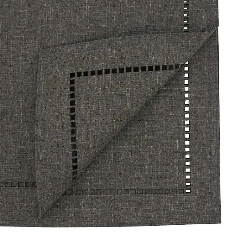 Kirklands Home Table Linens|Dark Hemstitch Border Table Runner Gray