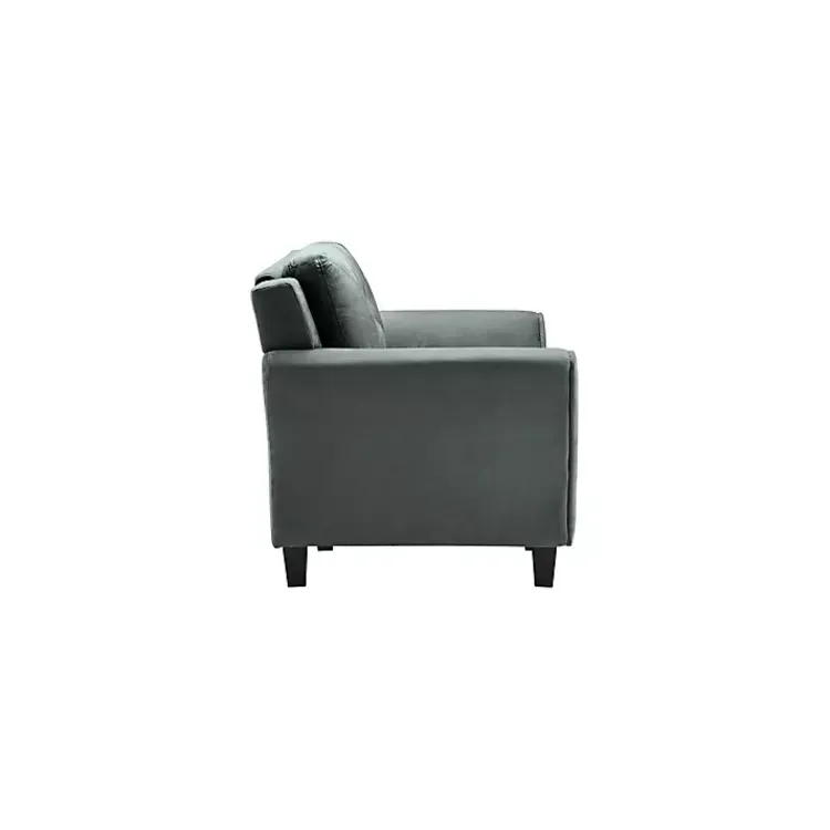 Kirklands Home Accent Chairs|Dark Kelly Microfiber Rolled Armchair Gray