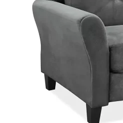 Kirklands Home Accent Chairs|Dark Kelly Microfiber Rolled Armchair Gray