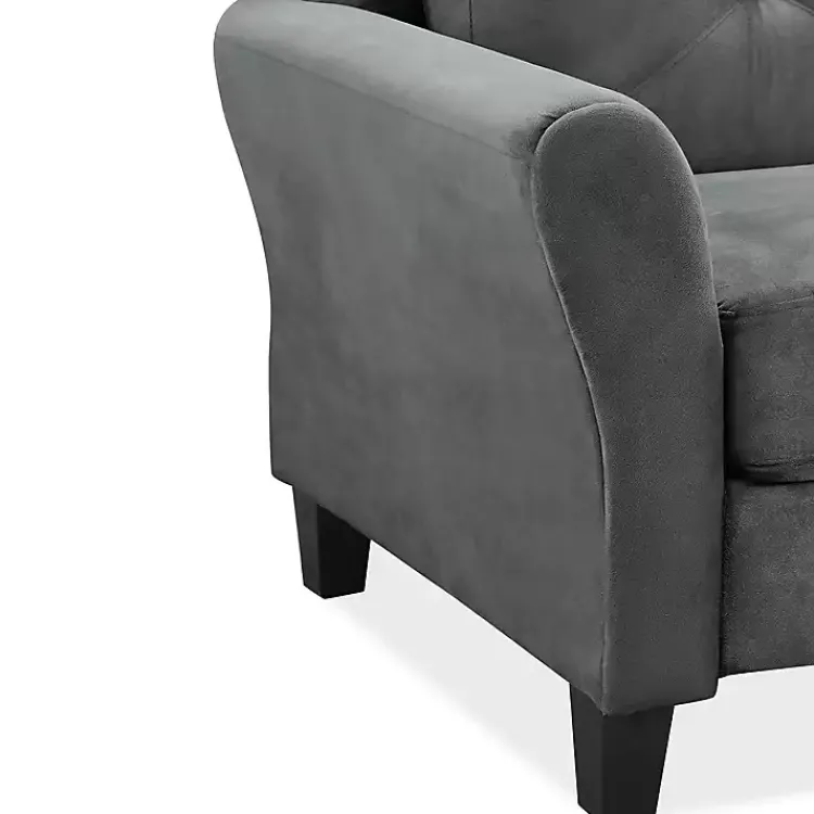 Kirklands Home Accent Chairs|Dark Kelly Microfiber Rolled Armchair Gray