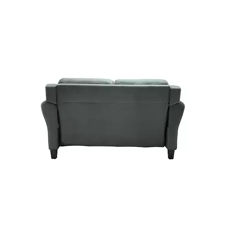 Kirklands Home Sofas & Loveseats|Dark Kelly Microfiber Rolled Arm Loveseat Gray