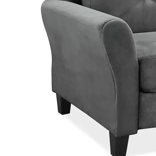 Kirklands Home Sofas & Loveseats|Dark Kelly Microfiber Rolled Arm Loveseat Gray