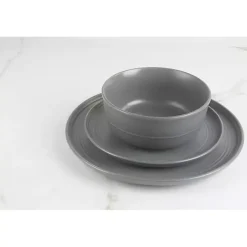 Kirklands Home Dinnerware|Dark Linear Salad Plates, Set of 6 Gray