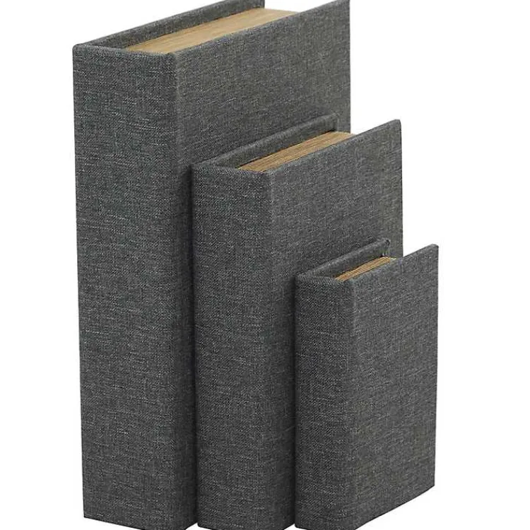 Outlet Dark Linen Book Boxes, Set of 3 Baskets & Boxes