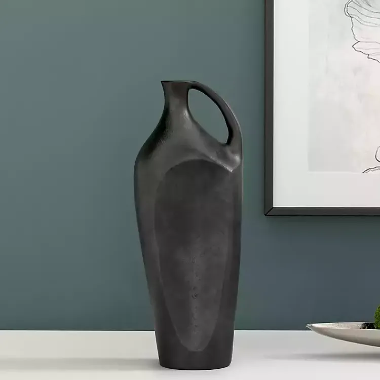 Hot Dark Metal Jug Vase, 14 in. Vases