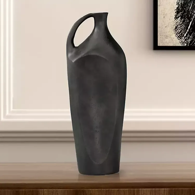 Hot Dark Metal Jug Vase, 14 in. Vases