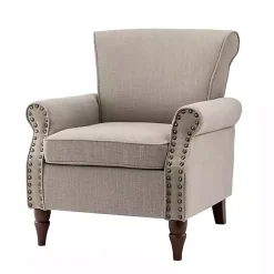 Kirklands Home Accent Chairs|Dark Miriam Nailhead Trim Armchair Gray