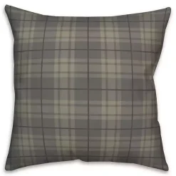 Kirklands Home Outdoor Cushions & Pillows|Dark Plaid Indoor/Outdoor Pillow Gray