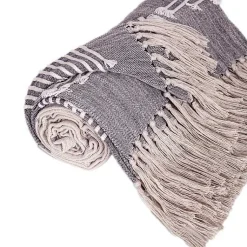 New Dark Slub Striped Tassel Throw Blankets & Throws