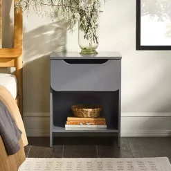 Kirklands Home Nightstands|Dark Stanley Single Drawer Nightstand Gray