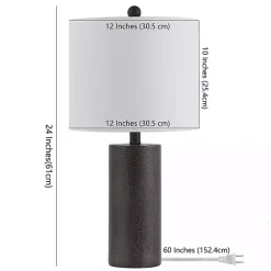 Kirklands Home Table Lamps|Dark Gray Textured Nori Table Lamp White