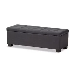 Kirklands Home Entryway Furniture|Dark Tufted Contemporary Storage Bench Gray