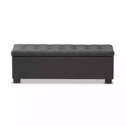 Kirklands Home Entryway Furniture|Dark Tufted Contemporary Storage Bench Gray